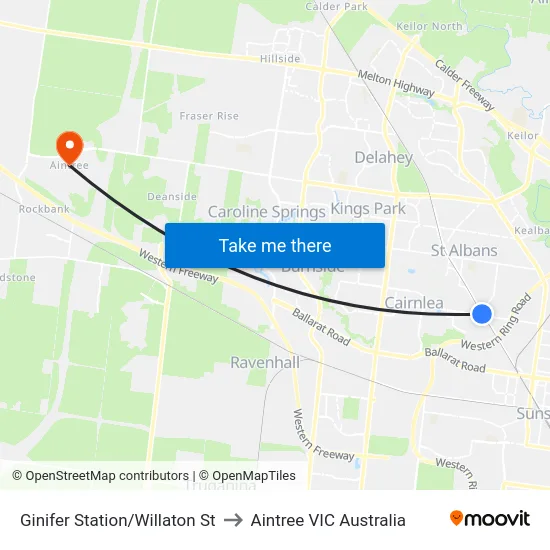 Ginifer Station/Willaton St to Aintree VIC Australia map