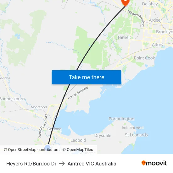 Heyers Rd/Burdoo Dr to Aintree VIC Australia map