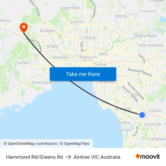 Hammond Rd/Greens Rd to Aintree VIC Australia map