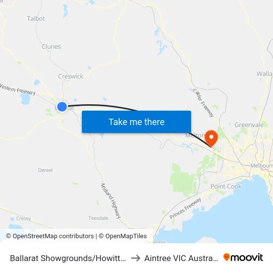 Ballarat Showgrounds/Howitt St to Aintree VIC Australia map