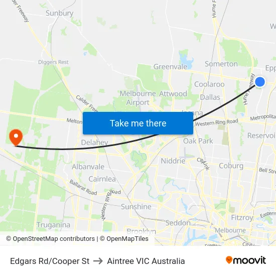 Edgars Rd/Cooper St to Aintree VIC Australia map