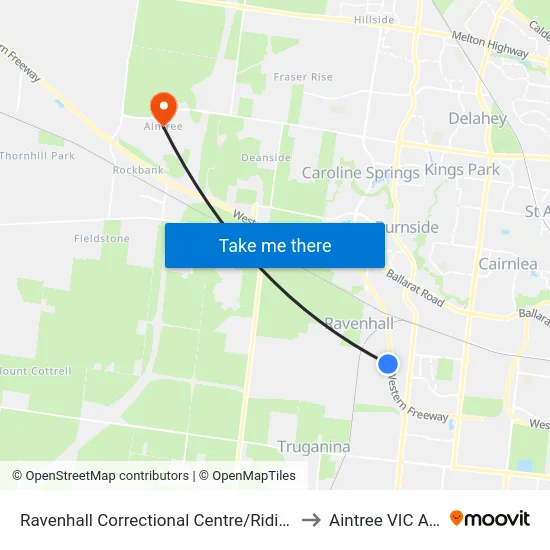 Ravenhall Correctional Centre/Riding Boundary Rd to Aintree VIC Australia map