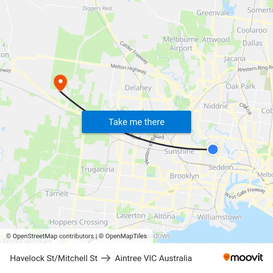 Havelock St/Mitchell St to Aintree VIC Australia map