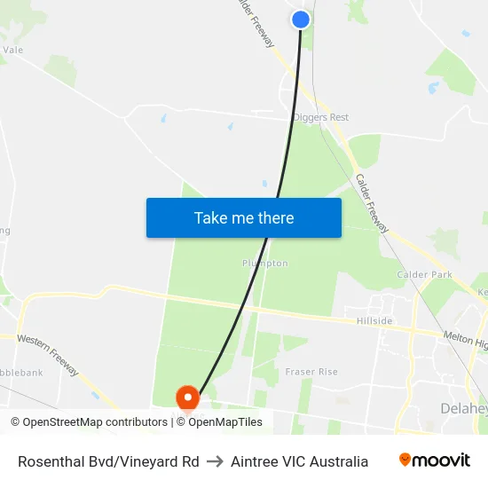 Rosenthal Bvd/Vineyard Rd to Aintree VIC Australia map