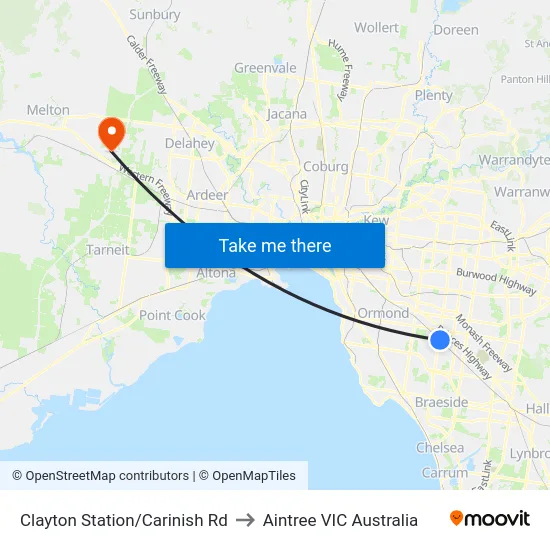 Clayton Station/Carinish Rd to Aintree VIC Australia map