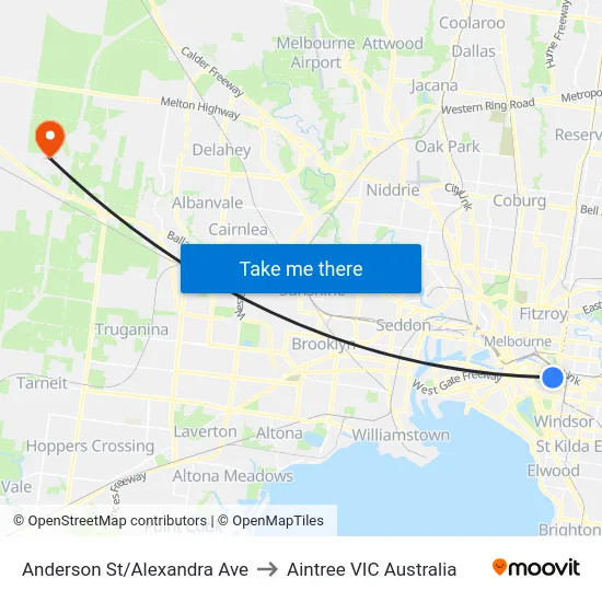 Anderson St/Alexandra Ave to Aintree VIC Australia map