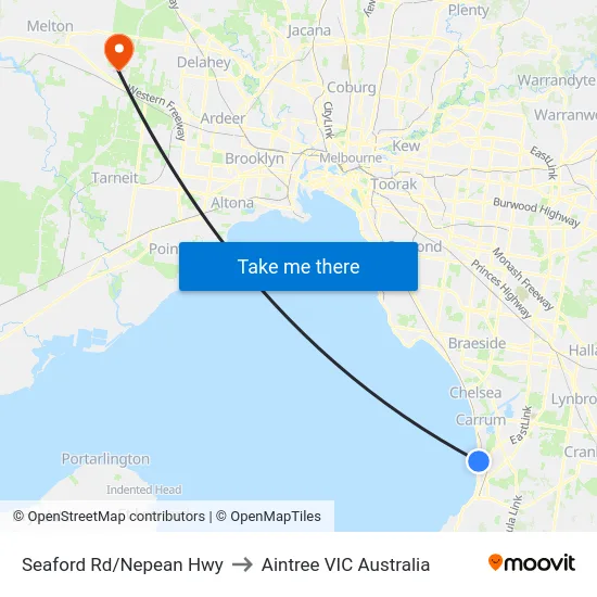 Seaford Rd/Nepean Hwy to Aintree VIC Australia map