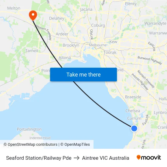 Seaford Station/Railway Pde to Aintree VIC Australia map