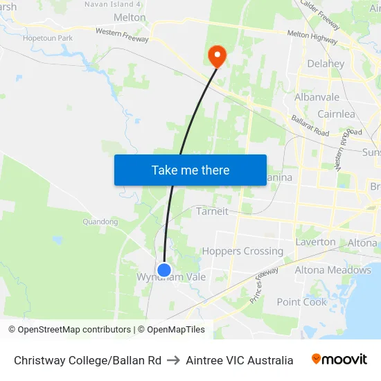 Christway College/Ballan Rd to Aintree VIC Australia map
