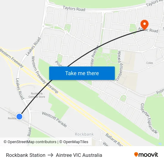 Rockbank Station to Aintree VIC Australia map