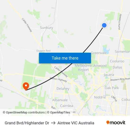 Grand Bvd/Highlander Dr to Aintree VIC Australia map