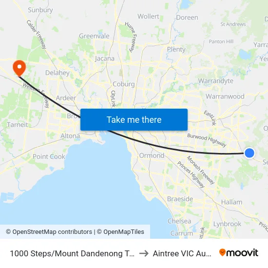 1000 Steps/Mount Dandenong Tourist Rd to Aintree VIC Australia map