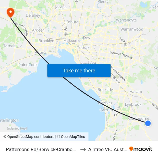 Pattersons Rd/Berwick-Cranbourne Rd to Aintree VIC Australia map
