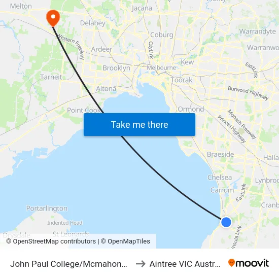 John Paul College/Mcmahons Rd to Aintree VIC Australia map