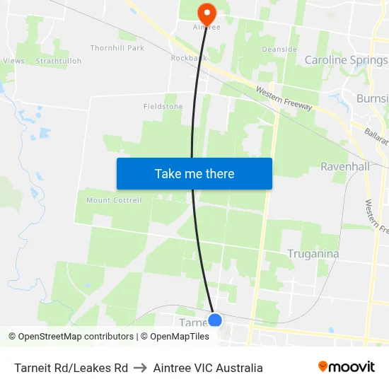 Tarneit Rd/Leakes Rd to Aintree VIC Australia map