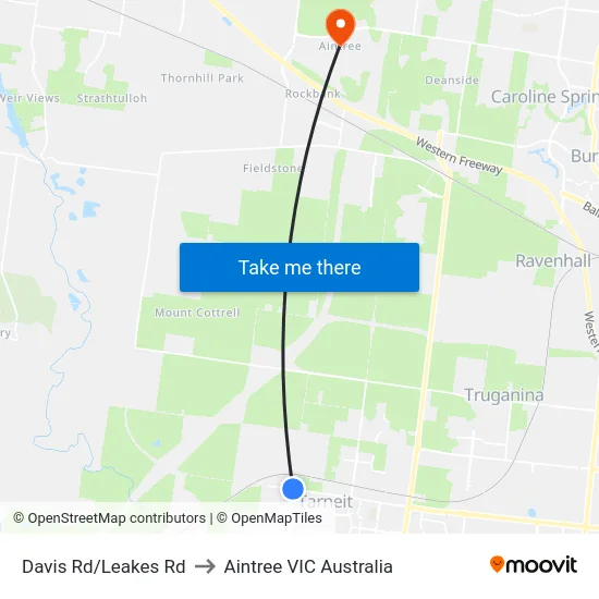 Davis Rd/Leakes Rd to Aintree VIC Australia map