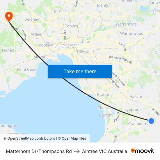 Matterhorn Dr/Thompsons Rd to Aintree VIC Australia map