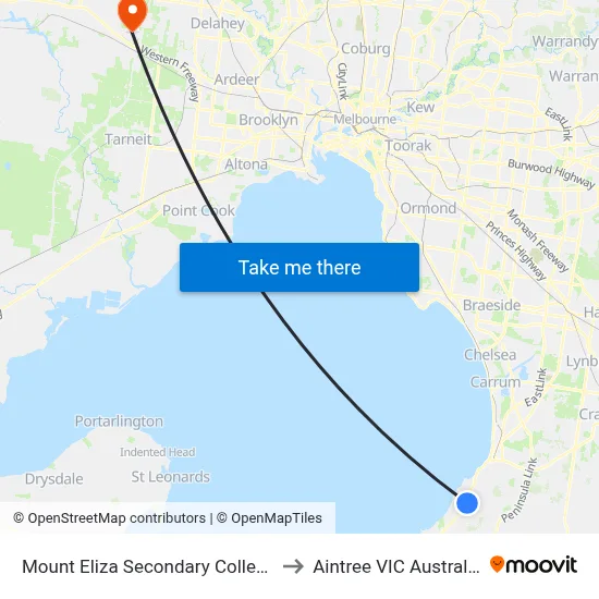 Mount Eliza Secondary College to Aintree VIC Australia map