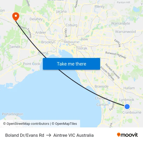 Boland Dr/Evans Rd to Aintree VIC Australia map