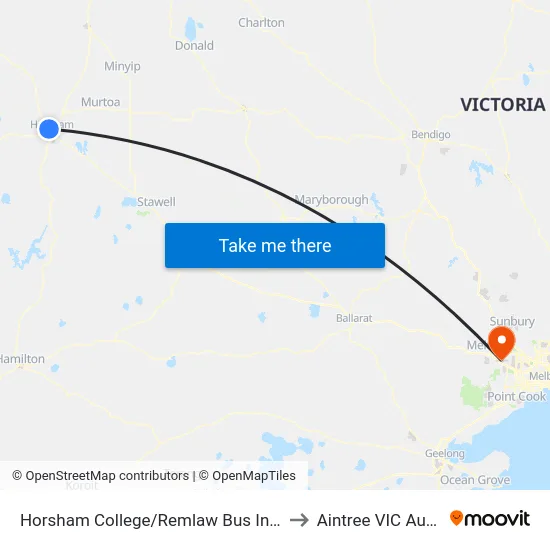 Horsham College/Remlaw Bus Interchange to Aintree VIC Australia map