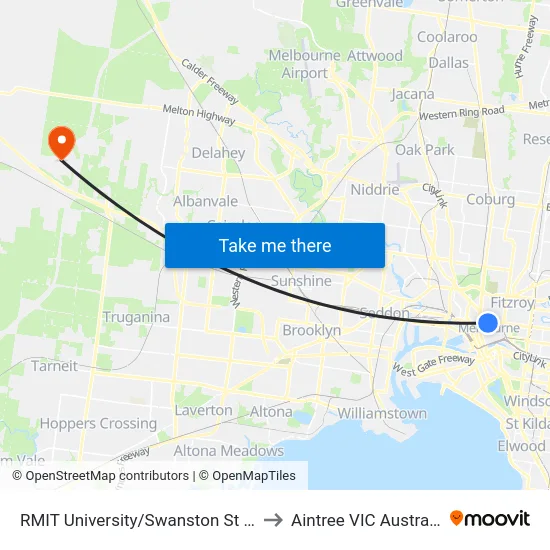 RMIT University/Swanston St #7 to Aintree VIC Australia map