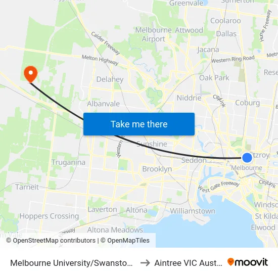 Melbourne University/Swanston St #1 to Aintree VIC Australia map