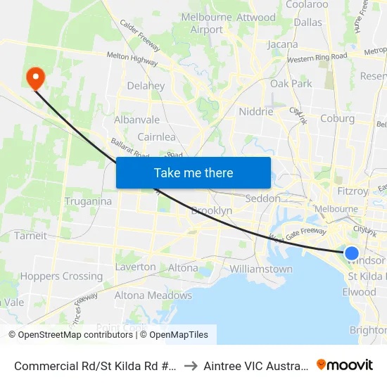Commercial Rd/St Kilda Rd #25 to Aintree VIC Australia map