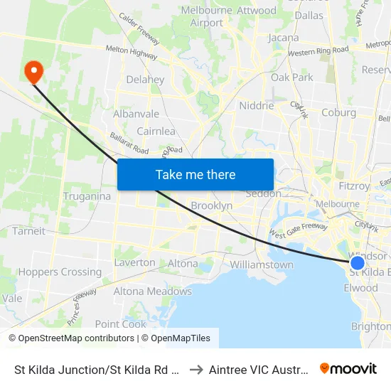 St Kilda Junction/St Kilda Rd #30 to Aintree VIC Australia map