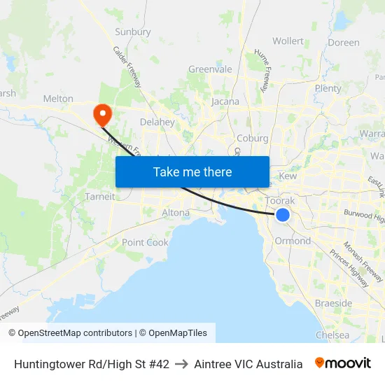 Huntingtower Rd/High St #42 to Aintree VIC Australia map