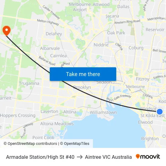 Armadale Station/High St #40 to Aintree VIC Australia map