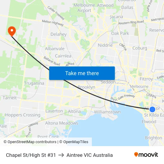 Chapel St/High St #31 to Aintree VIC Australia map
