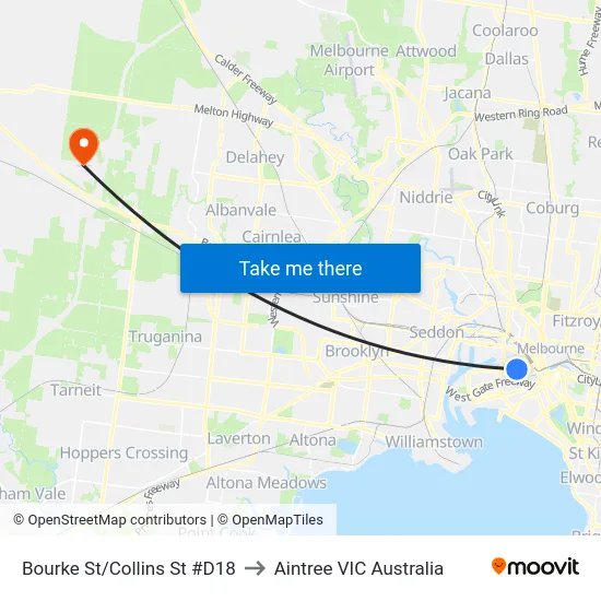Bourke St/Collins St #D18 to Aintree VIC Australia map