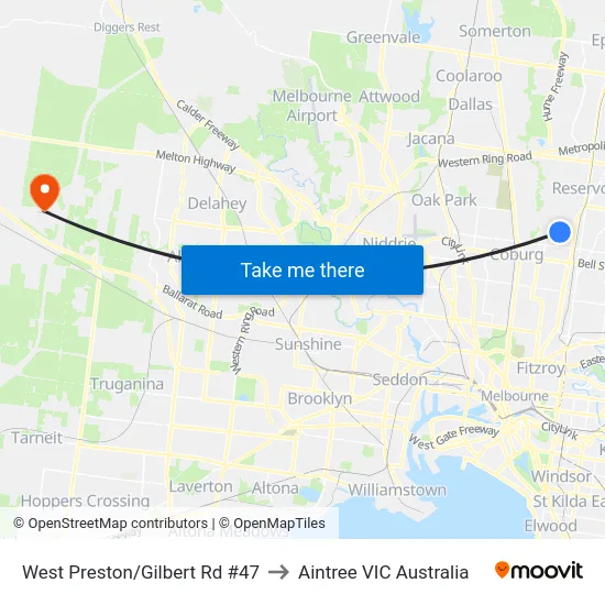 West Preston/Gilbert Rd #47 to Aintree VIC Australia map