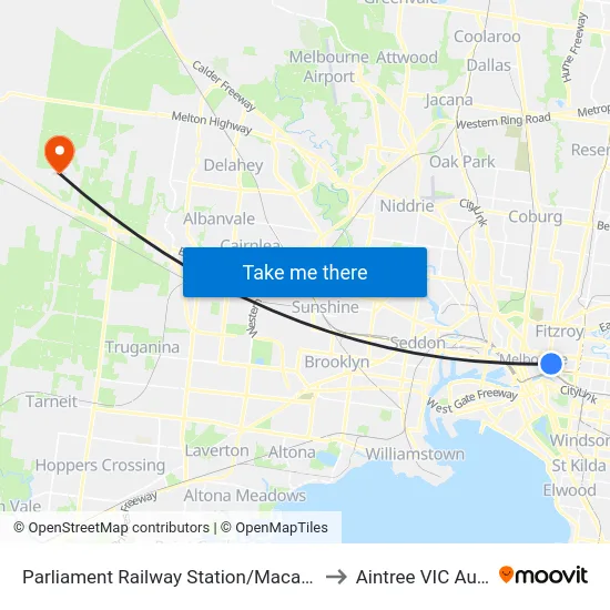 Parliament Railway Station/Macarthur St #10 to Aintree VIC Australia map