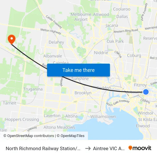 North Richmond Railway Station/Victoria St #19 to Aintree VIC Australia map