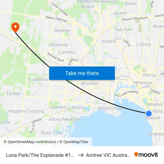 Luna Park/The Esplanade #138 to Aintree VIC Australia map