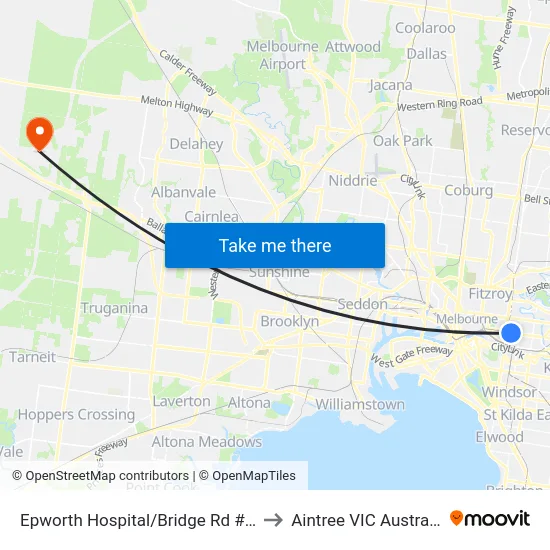 Epworth Hospital/Bridge Rd #15 to Aintree VIC Australia map