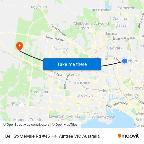 Bell St/Melville Rd #45 to Aintree VIC Australia map