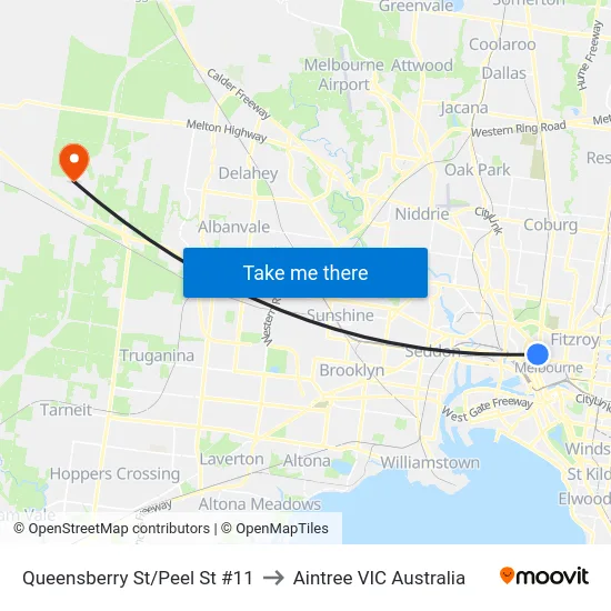 Queensberry St/Peel St #11 to Aintree VIC Australia map