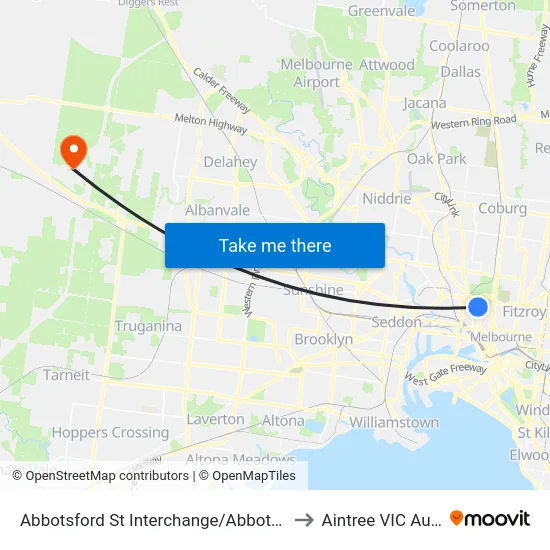 Abbotsford St Interchange/Abbotsford St #19 to Aintree VIC Australia map