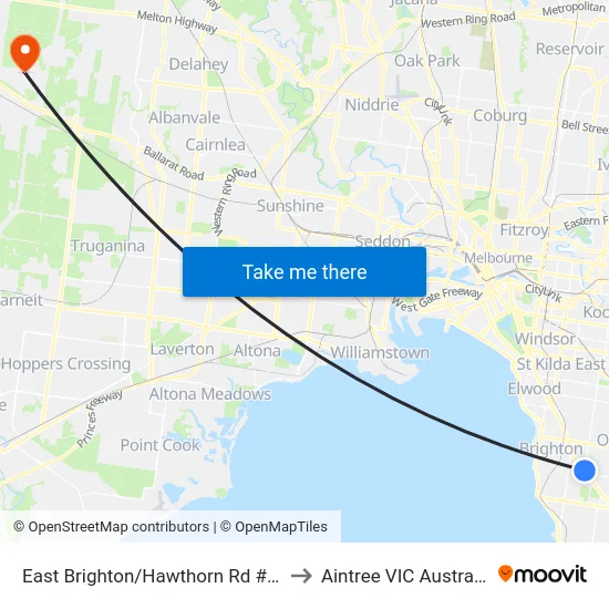 East Brighton/Hawthorn Rd #68 to Aintree VIC Australia map