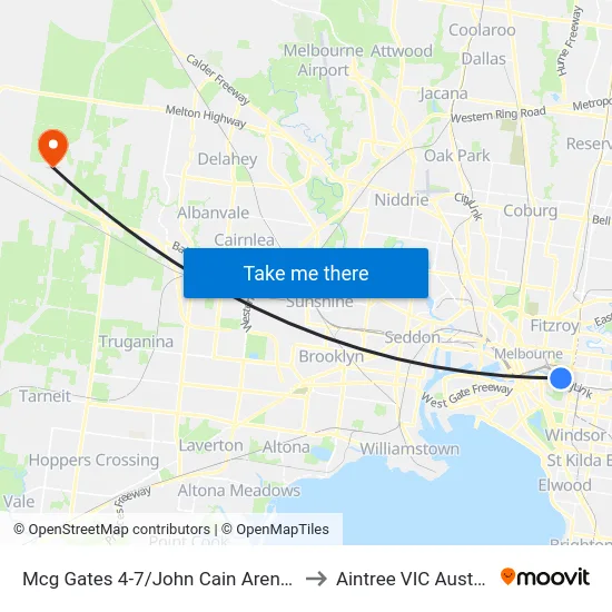 Mcg Gates 4-7/John Cain Arena #7c to Aintree VIC Australia map