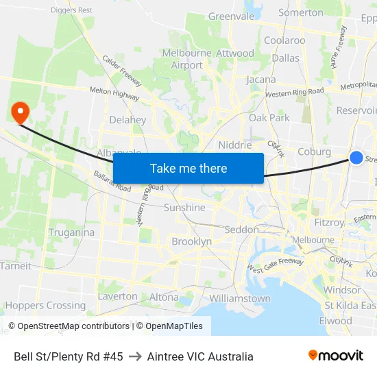 Bell St/Plenty Rd #45 to Aintree VIC Australia map
