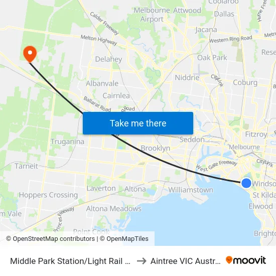 Middle Park Station/Light Rail #130 to Aintree VIC Australia map