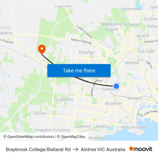 Braybrook College/Ballarat Rd to Aintree VIC Australia map