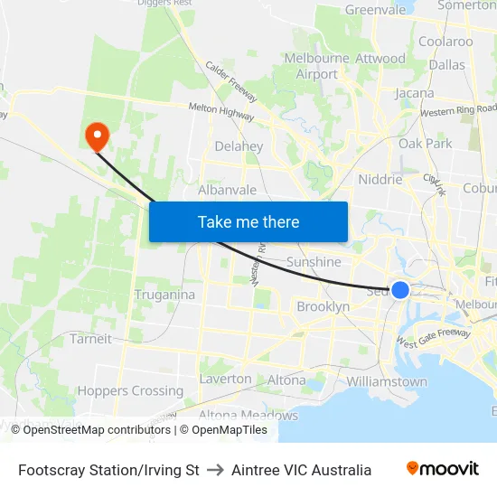 Footscray Station/Irving St to Aintree VIC Australia map