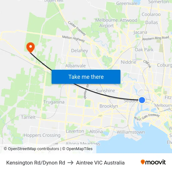 Kensington Rd/Dynon Rd to Aintree VIC Australia map