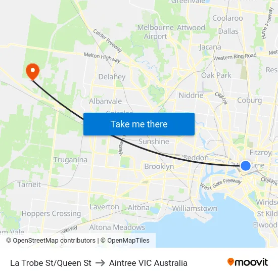 La Trobe St/Queen St to Aintree VIC Australia map