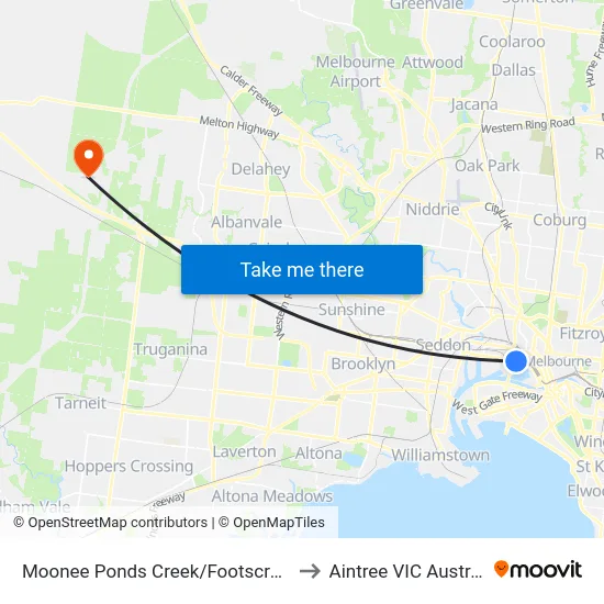 Moonee Ponds Creek/Footscray Rd to Aintree VIC Australia map
