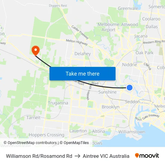 Williamson Rd/Rosamond Rd to Aintree VIC Australia map